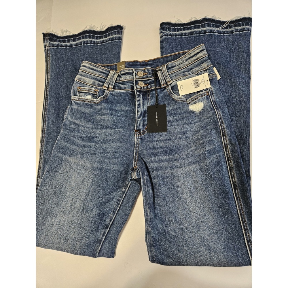 NEW Flying Monkey High-Rise Distressed Bootcut/Flare Frayed Jeans Size 29×34 - Picture 1 of 5